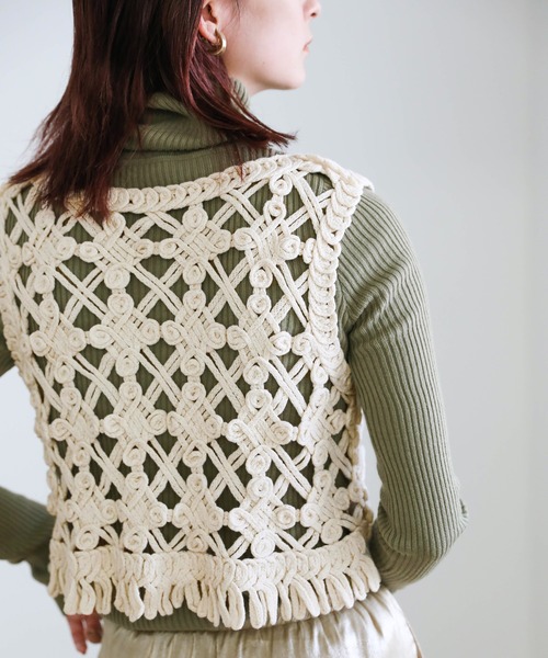 select MOCA（セレクトモカ）の「マクラメロープベスト（ベスト・レディース・アイボリー・FREE）」の11枚目の写真
