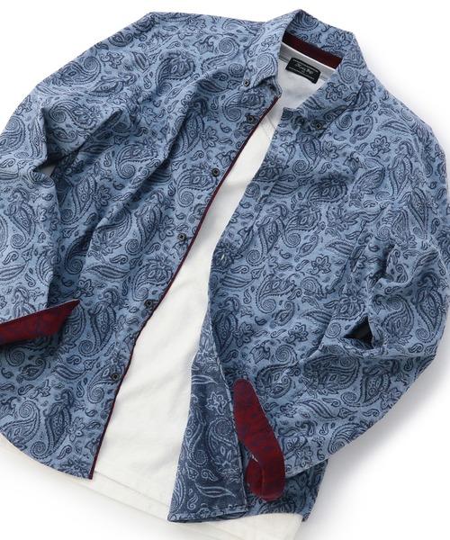 MEN'S BIGI（メンズビギ）の「ペイズリージャガード シャツ（シャツ/ブラウス・メンズ・ネイビー/ブラック/ボルドー・01/02/03/04）」の3枚目の写真