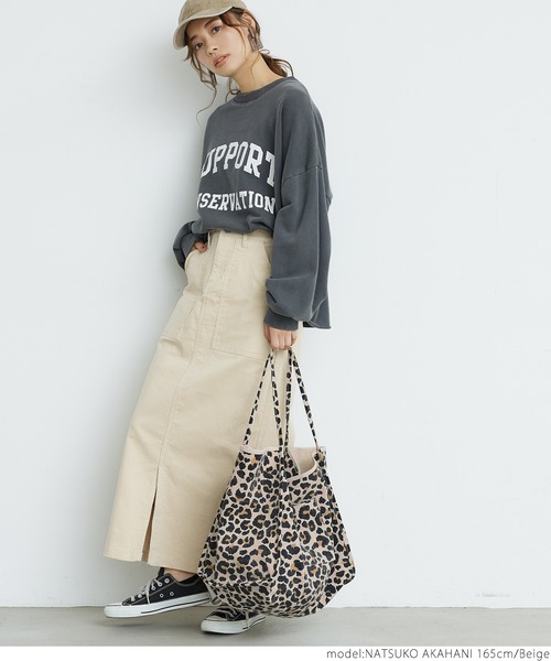 coca（coca）（コカ）の「レオパード柄キャンバス地トートバッグ（トートバッグ・レディース・ベージュ/ブラウン・ONE SIZE）」の12枚目の写真