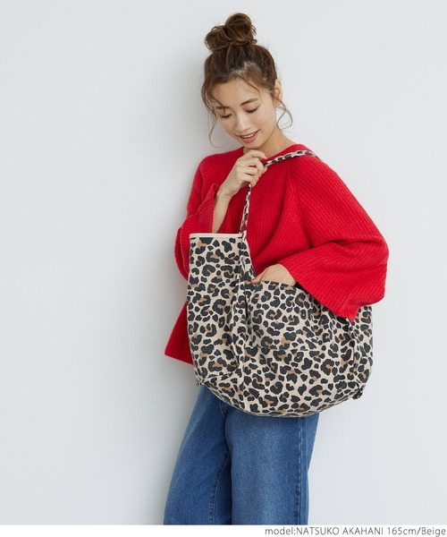 coca（coca）（コカ）の「レオパード柄キャンバス地トートバッグ（トートバッグ・レディース・ベージュ/ブラウン・ONE SIZE）」の15枚目の写真
