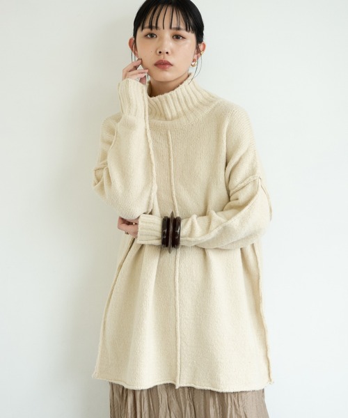 Aunt Marie's（アントマリーズ）の「アウトリンキングタートルオーバーニット / AUNT MARIE'S（ニット/セーター・レディース・ブラック/アイボリー/モカ・FREE）」の4枚目の写真