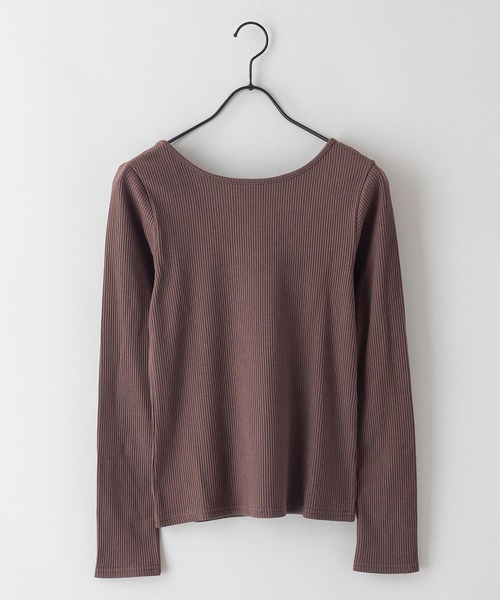 INNOCENT BLUE（イノセントブルー）の「【innocent blue/イノセントブルー】カットリブプルオーバー　リブロンT　しっかりとした肉感のあるカットソー素材（Tシャツ/カットソー・レディース・ブラウン/カーキ/アイボリー/レンガ/ライトベージュ/ブラック・MEDIUM）」の3枚目の写真