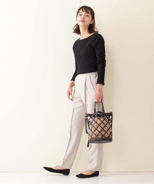 INNOCENT BLUE（イノセントブルー）の「【innocent blue/イノセントブルー】カットリブプルオーバー　リブロンT　しっかりとした肉感のあるカットソー素材（Tシャツ/カットソー・レディース・ブラウン/カーキ/アイボリー/レンガ/ライトベージュ/ブラック・MEDIUM）」の8枚目の写真