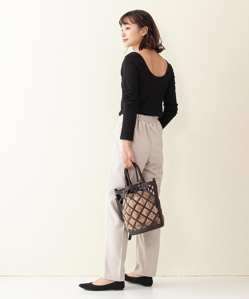 INNOCENT BLUE（イノセントブルー）の「【innocent blue/イノセントブルー】カットリブプルオーバー　リブロンT　しっかりとした肉感のあるカットソー素材（Tシャツ/カットソー・レディース・ブラウン/カーキ/アイボリー/レンガ/ライトベージュ/ブラック・MEDIUM）」の9枚目の写真