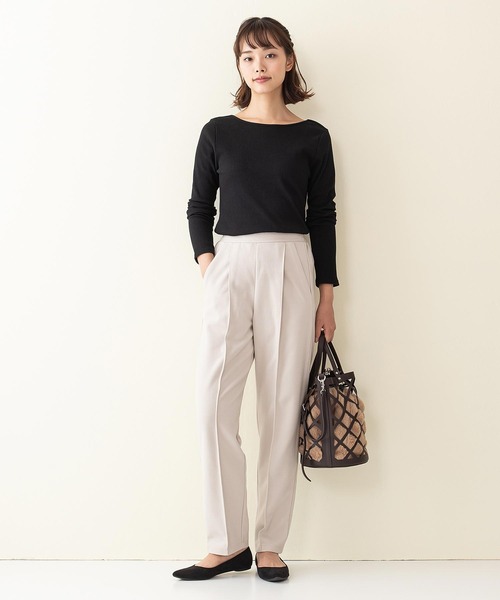 INNOCENT BLUE（イノセントブルー）の「【innocent blue/イノセントブルー】カットリブプルオーバー　リブロンT　しっかりとした肉感のあるカットソー素材（Tシャツ/カットソー・レディース・ブラウン/カーキ/アイボリー/レンガ/ライトベージュ/ブラック・MEDIUM）」の7枚目の写真