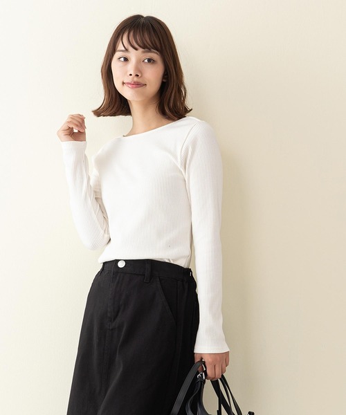 INNOCENT BLUE（イノセントブルー）の「【innocent blue/イノセントブルー】カットリブプルオーバー　リブロンT　しっかりとした肉感のあるカットソー素材（Tシャツ/カットソー・レディース・ブラウン/カーキ/アイボリー/レンガ/ライトベージュ/ブラック・MEDIUM）」の15枚目の写真