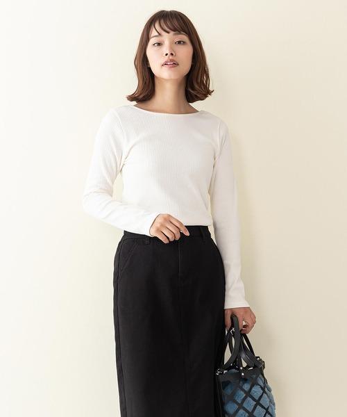INNOCENT BLUE（イノセントブルー）の「【innocent blue/イノセントブルー】カットリブプルオーバー　リブロンT　しっかりとした肉感のあるカットソー素材（Tシャツ/カットソー・レディース・ブラウン/カーキ/アイボリー/レンガ/ライトベージュ/ブラック・MEDIUM）」の16枚目の写真