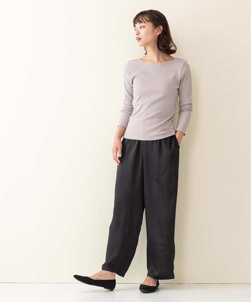 INNOCENT BLUE（イノセントブルー）の「【innocent blue/イノセントブルー】カットリブプルオーバー　リブロンT　しっかりとした肉感のあるカットソー素材（Tシャツ/カットソー・レディース・ブラウン/カーキ/アイボリー/レンガ/ライトベージュ/ブラック・MEDIUM）」の19枚目の写真