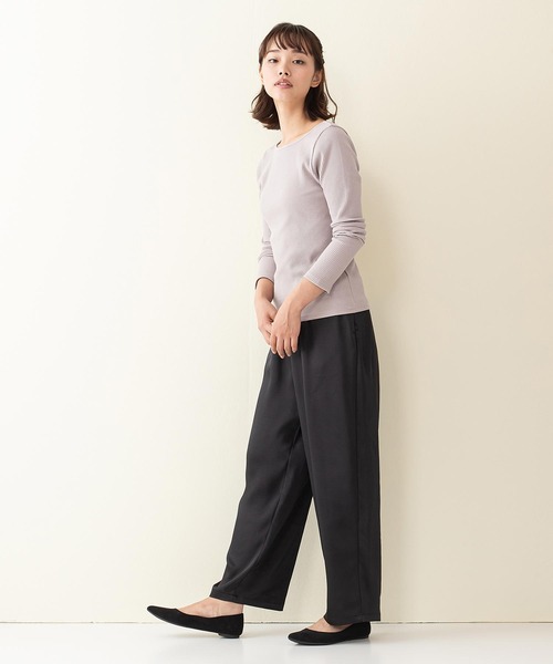 INNOCENT BLUE（イノセントブルー）の「【innocent blue/イノセントブルー】カットリブプルオーバー　リブロンT　しっかりとした肉感のあるカットソー素材（Tシャツ/カットソー・レディース・ブラウン/カーキ/アイボリー/レンガ/ライトベージュ/ブラック・MEDIUM）」の20枚目の写真