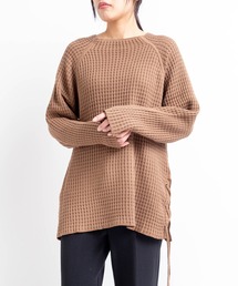 AUDITION（オーディション）の「M1529 ビッグワッフルレースアッププルオーバー（ニット/セーター）」