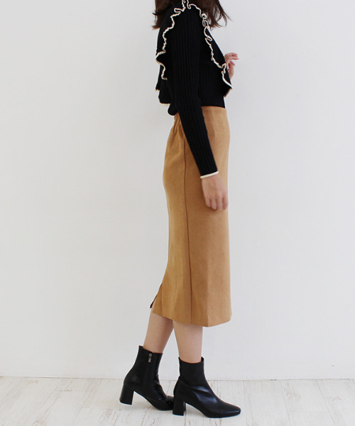 MODE ROBE（モードローブ）の「スウェードボタンスカート（スカート・レディース・ベージュ/カーキ/キャメル/ピンク・S/M）」の8枚目の写真