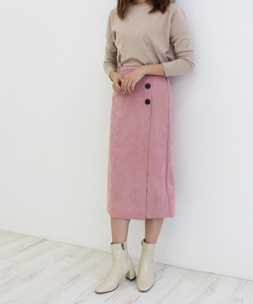 MODE ROBE（モードローブ）の「スウェードボタンスカート（スカート・レディース・ベージュ/カーキ/キャメル/ピンク・S/M）」の10枚目の写真