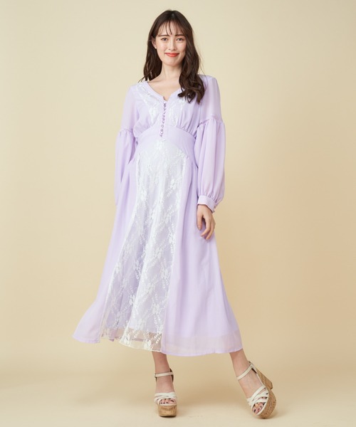 MIIA（ミーア）の「レース切替ワンピース（ワンピース・レディース・ブラック/ベージュ/パープル・FREE）」の13枚目の写真