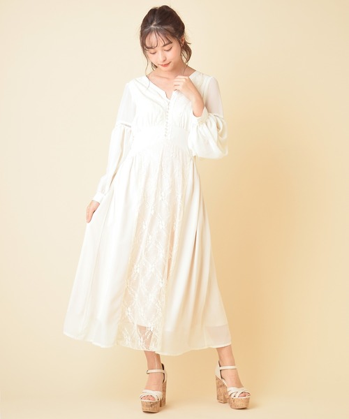 MIIA（ミーア）の「レース切替ワンピース（ワンピース・レディース・ブラック/ベージュ/パープル・FREE）」の9枚目の写真