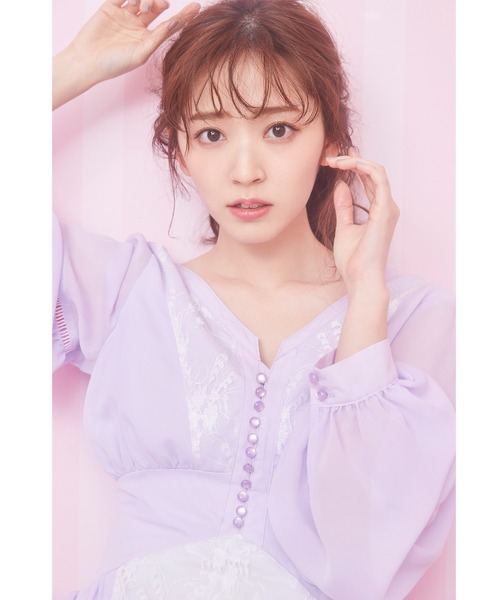 MIIA（ミーア）の「レース切替ワンピース（ワンピース・レディース・ブラック/ベージュ/パープル・FREE）」の7枚目の写真