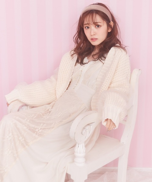 MIIA（ミーア）の「レース切替ワンピース（ワンピース・レディース・ブラック/ベージュ/パープル・FREE）」の8枚目の写真