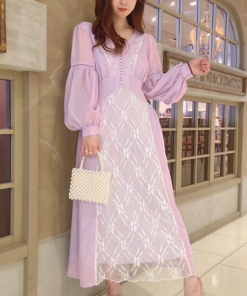 MIIA（ミーア）の「レース切替ワンピース（ワンピース・レディース・ブラック/ベージュ/パープル・FREE）」の22枚目の写真