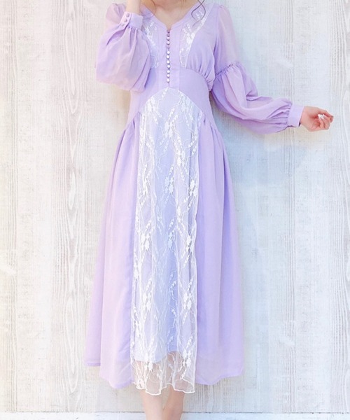 MIIA（ミーア）の「レース切替ワンピース（ワンピース・レディース・ブラック/ベージュ/パープル・FREE）」の21枚目の写真