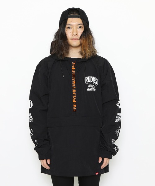 RUDIE'S(ルーディーズ)の「GOOD VIBRATION ANORAK(ナイロンジャケット・メンズ・ブラック/グリーン・XL/L/M)」の3枚目の写真