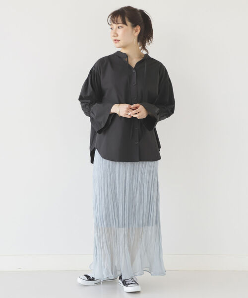 BeAMS DOT（ビームスドット）の「【WEB限定】BeAMS DOT / シアー ワッシャースカート（スカート・レディース・ブラック/ミント・FREE）」の3枚目の写真