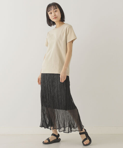 BeAMS DOT（ビームスドット）の「【WEB限定】BeAMS DOT / シアー ワッシャースカート（スカート・レディース・ブラック/ミント・FREE）」の4枚目の写真