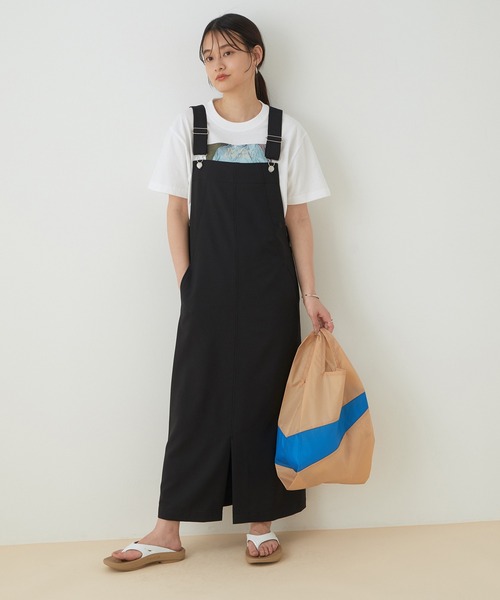 ADAM ET ROPE'（アダムエロペ）の「＜洗える＞【WEB限定】ジャンパースカート（ジャンパースカート・レディース・ブラック/ベージュ・FREE）」の4枚目の写真