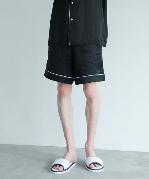 Priv. Spoons Club（プライベートスプーンズクラブ）の「シルクサテンパジャマ/ハーフパンツ（ボトムス単品）（ルームウェア/パジャマ・メンズ・ブラック/ネイビー/サックスブルー/ホワイト・M/L）」の3枚目の写真