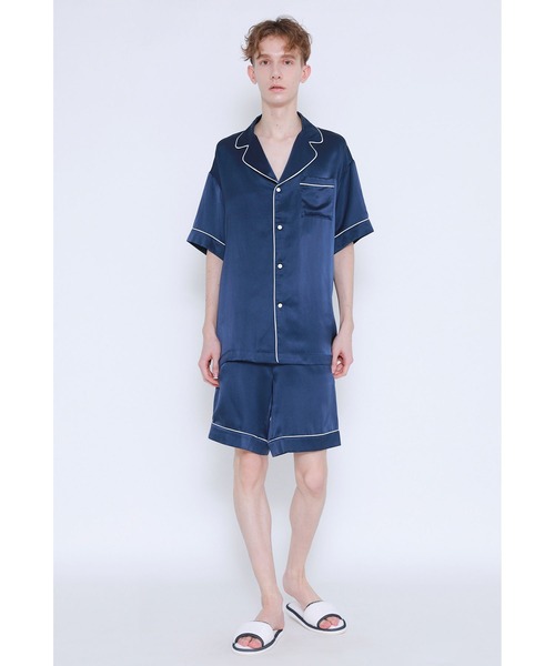 Priv. Spoons Club（プライベートスプーンズクラブ）の「シルクサテンパジャマ/ハーフパンツ（ボトムス単品）（ルームウェア/パジャマ・メンズ・ブラック/ネイビー/サックスブルー/ホワイト・M/L）」の16枚目の写真