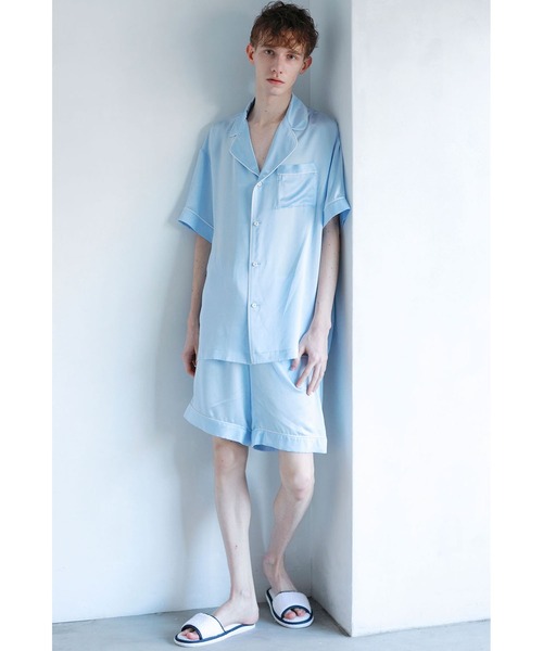 Priv. Spoons Club（プライベートスプーンズクラブ）の「シルクサテンパジャマ/ハーフパンツ（ボトムス単品）（ルームウェア/パジャマ・メンズ・ブラック/ネイビー/サックスブルー/ホワイト・M/L）」の6枚目の写真