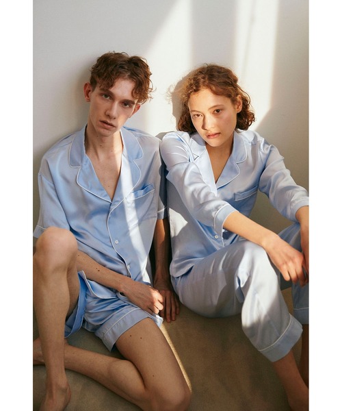 Priv. Spoons Club（プライベートスプーンズクラブ）の「シルクサテンパジャマ/ハーフパンツ（ボトムス単品）（ルームウェア/パジャマ・メンズ・ブラック/ネイビー/サックスブルー/ホワイト・M/L）」の22枚目の写真