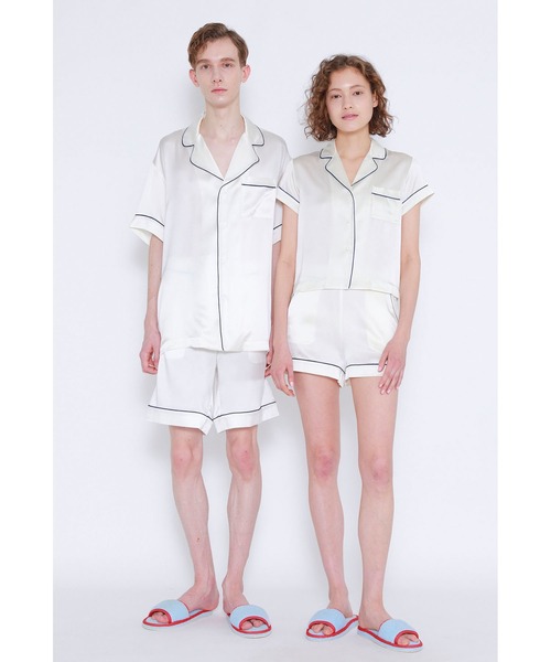 Priv. Spoons Club（プライベートスプーンズクラブ）の「シルクサテンパジャマ/ハーフパンツ（ボトムス単品）（ルームウェア/パジャマ・メンズ・ブラック/ネイビー/サックスブルー/ホワイト・M/L）」の17枚目の写真