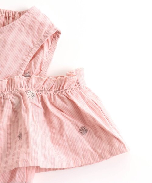 Seraph（セラフ）の「ストライプシェル刺繍オフショルワンピース（ワンピース・キッズ・ブルー/ピンク・80/90/95/100/110/120/130/140）」の5枚目の写真