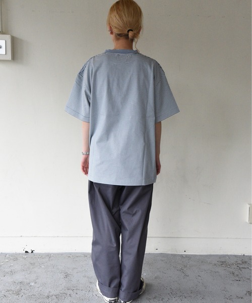 PENNEYS（ぺニーズ）の「PENNEY'S / ペニーズ FOX BORDER POCKET TEEフォックスボーダーポケットSS T-シャツオーバーサイズ（Tシャツ/カットソー・メンズ・ワイン/ブルーグレー/パープル/グリーン・MEDIUM/LARGE）」の13枚目の写真