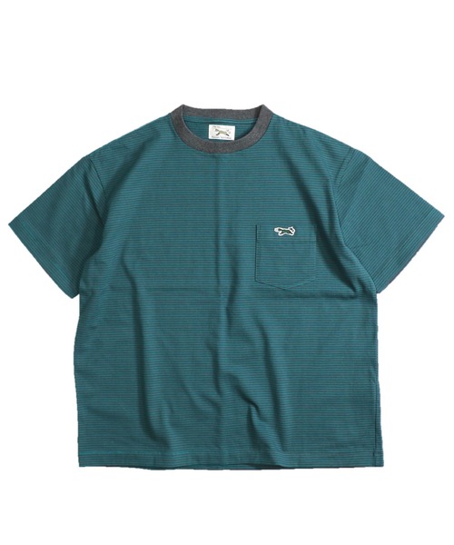 PENNEYS（ぺニーズ）の「PENNEY'S / ペニーズ FOX BORDER POCKET TEEフォックスボーダーポケットSS T-シャツオーバーサイズ（Tシャツ/カットソー・メンズ・ワイン/ブルーグレー/パープル/グリーン・MEDIUM/LARGE）」の22枚目の写真