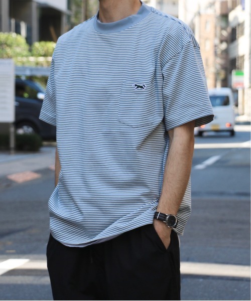 PENNEYS（ぺニーズ）の「PENNEY'S / ペニーズ FOX BORDER POCKET TEEフォックスボーダーポケットSS T-シャツオーバーサイズ（Tシャツ/カットソー・メンズ・ワイン/ブルーグレー/パープル/グリーン・MEDIUM/LARGE）」の17枚目の写真