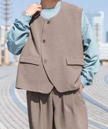 kutir | チェックアシメベストセットアップ(ベスト)