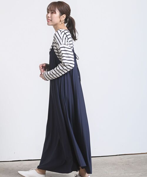 rps（アールピーエス）の「プリーツキャミワンピース（ワンピース・レディース・ブラック/ベージュ/カーキ/モカ/ミント/グレイッシュベージュ/ネイビー/チャコールグレー/ダークグリーン/ブルー・M/フリー）」の13枚目の写真