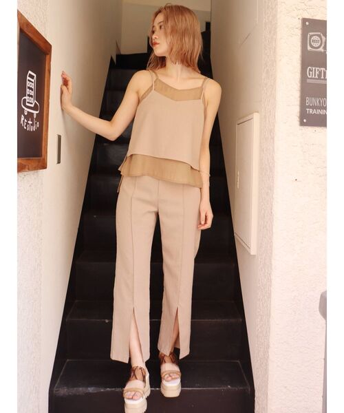 MURUA（ムルーア）の「レイヤードキャミソールセット（サロペット/オーバーオール・レディース・ベージュ/ブラウン・FREE）」の16枚目の写真