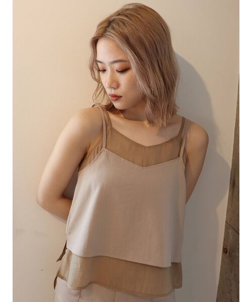 MURUA（ムルーア）の「レイヤードキャミソールセット（サロペット/オーバーオール・レディース・ベージュ/ブラウン・FREE）」の6枚目の写真