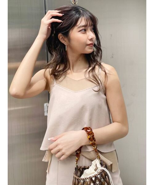 MURUA（ムルーア）の「レイヤードキャミソールセット（サロペット/オーバーオール・レディース・ベージュ/ブラウン・FREE）」の9枚目の写真