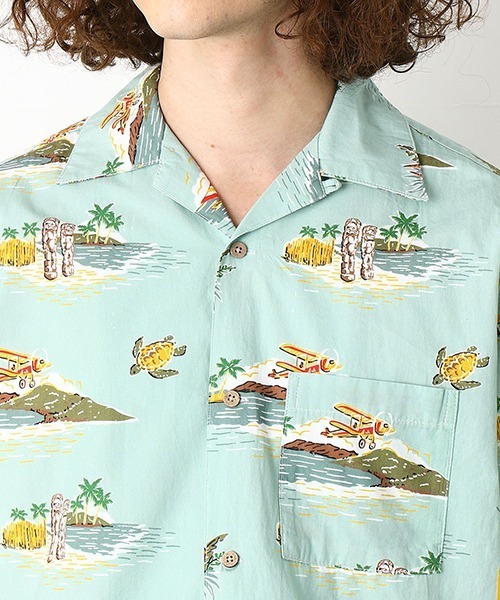 Purple&Yellow（パープルアンドイエロー）の「リゾート柄　アロハシャツ（シャツ/ブラウス・メンズ・ネイビー/サックスブルー・SMALL/MEDIUM/LARGE/X-LARGE）」の11枚目の写真