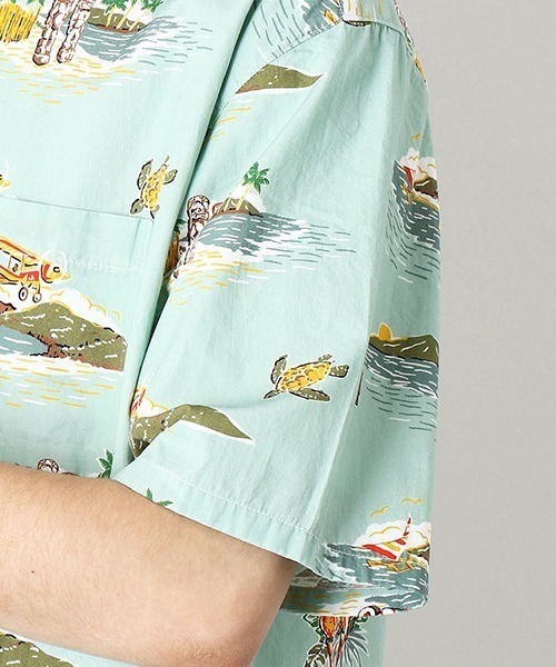 Purple&Yellow（パープルアンドイエロー）の「リゾート柄　アロハシャツ（シャツ/ブラウス・メンズ・ネイビー/サックスブルー・SMALL/MEDIUM/LARGE/X-LARGE）」の12枚目の写真