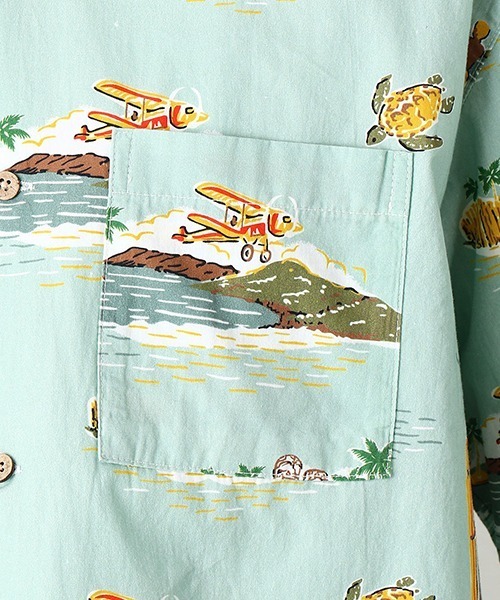 Purple&Yellow（パープルアンドイエロー）の「リゾート柄　アロハシャツ（シャツ/ブラウス・メンズ・ネイビー/サックスブルー・SMALL/MEDIUM/LARGE/X-LARGE）」の13枚目の写真