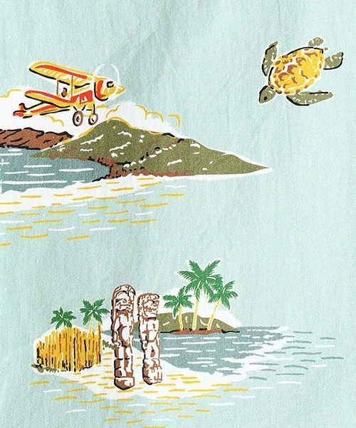 Purple&Yellow（パープルアンドイエロー）の「リゾート柄　アロハシャツ（シャツ/ブラウス・メンズ・ネイビー/サックスブルー・SMALL/MEDIUM/LARGE/X-LARGE）」の15枚目の写真