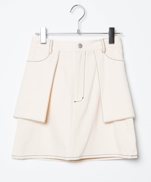 WEGO(ウィゴー)の「WEGO/カラーステッチアウトポケットミニスカート(スカート・レディース・スミクロ/ホワイト・FREE)」の19枚目の写真