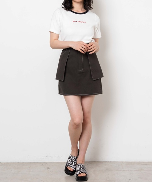 WEGO(ウィゴー)の「WEGO/カラーステッチアウトポケットミニスカート(スカート・レディース・スミクロ/ホワイト・FREE)」の13枚目の写真