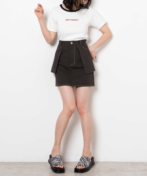 WEGO(ウィゴー)の「WEGO/カラーステッチアウトポケットミニスカート(スカート・レディース・スミクロ/ホワイト・FREE)」の15枚目の写真