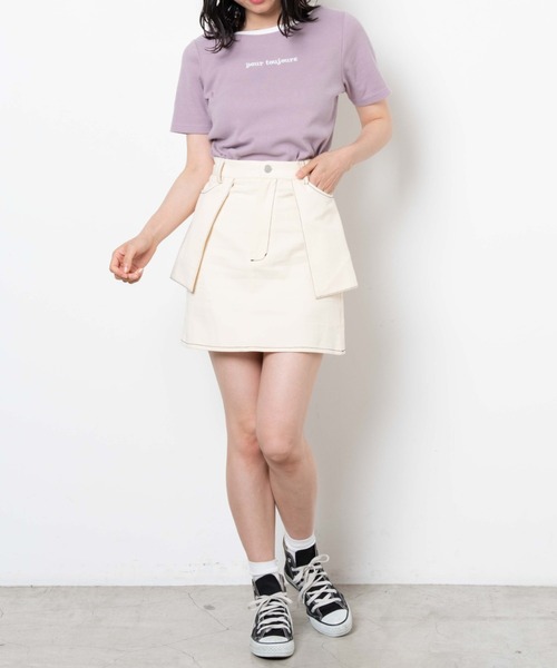 WEGO(ウィゴー)の「WEGO/カラーステッチアウトポケットミニスカート(スカート・レディース・スミクロ/ホワイト・FREE)」の11枚目の写真