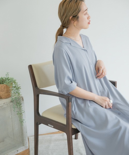 ITEMS URBANRESEARCH（アイテムズ アーバンリサーチ）の「オープンカラーシャツワンピース（シャツワンピース・レディース・ライトブルー/チャコールグレー/アイボリー・FREE）」の22枚目の写真