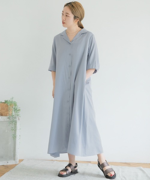 ITEMS URBANRESEARCH（アイテムズ アーバンリサーチ）の「オープンカラーシャツワンピース（シャツワンピース・レディース・ライトブルー/チャコールグレー/アイボリー・FREE）」の18枚目の写真